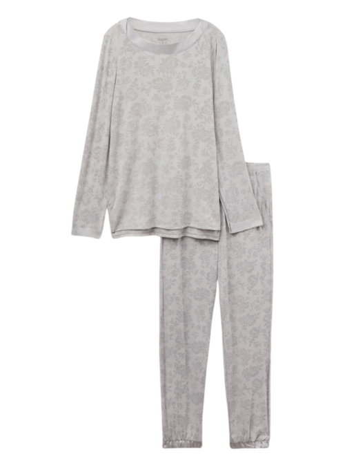 Pijama Comprido Efeito Devorê Soft Dreams - Cinza