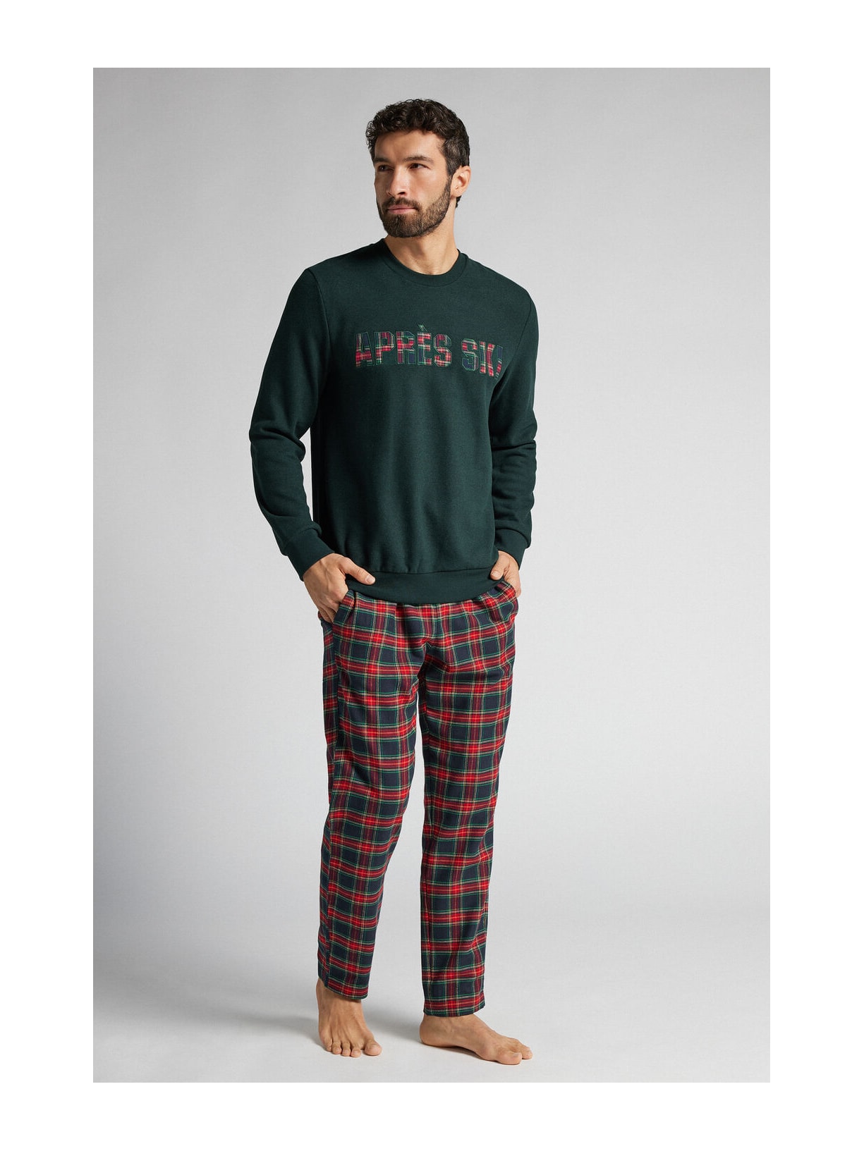 Pijama Comprido Em Algodão Com Estampa Après-Ski Verde Intimissimi