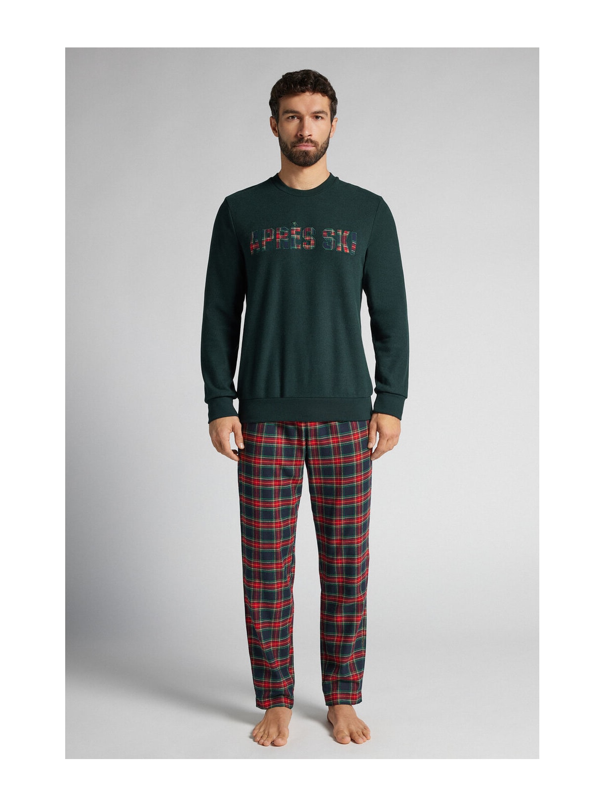 Pijama Comprido Em Algodão Com Estampa Après-Ski Verde Intimissimi