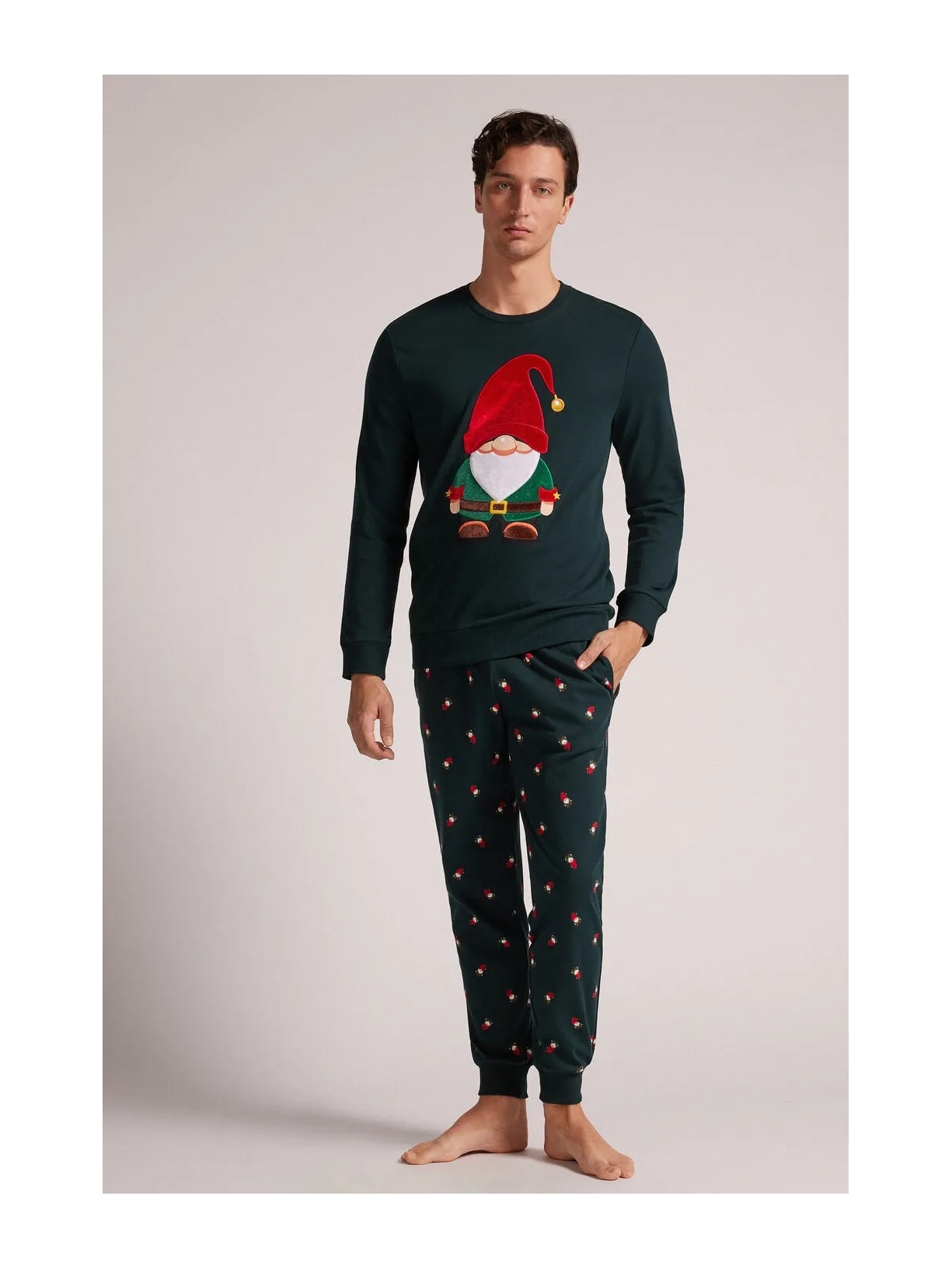 Pijama Comprido Em Algodão Com Estampa De Duende Verde Intimissimi