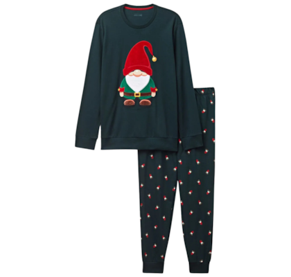 Pijama Comprido Em Algodão Com Estampa De Duende - Verde