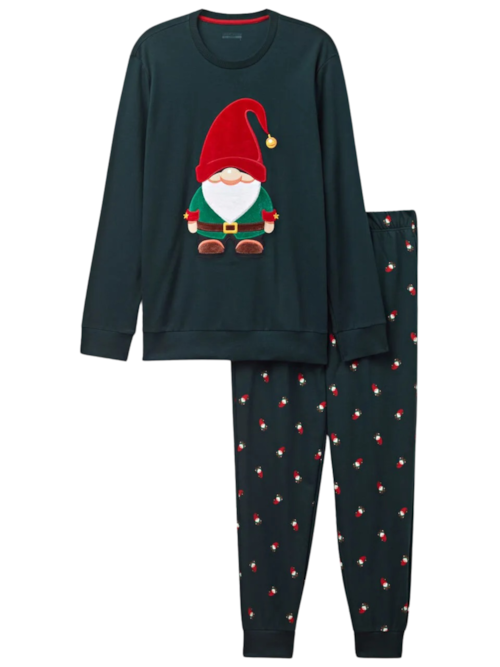 Pijama Comprido Em Algodão Com Estampa De Duende - Verde