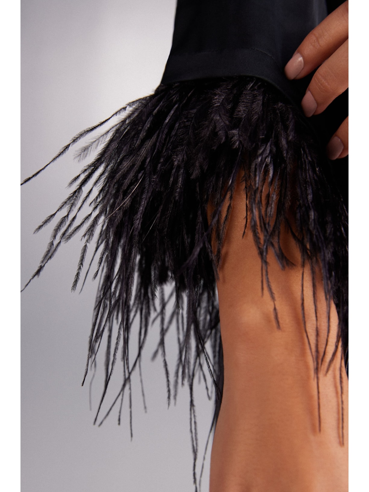 Pijama Comprido Em Cetim De Viscose Com Plumas Preto Intimissimi