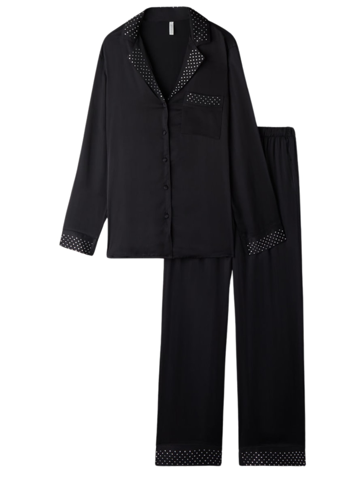 Pijama Comprido Em Cetim Sparkling Night - Preto