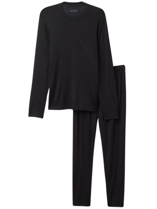 Pijama Comprido Em Micromodal - Preto
