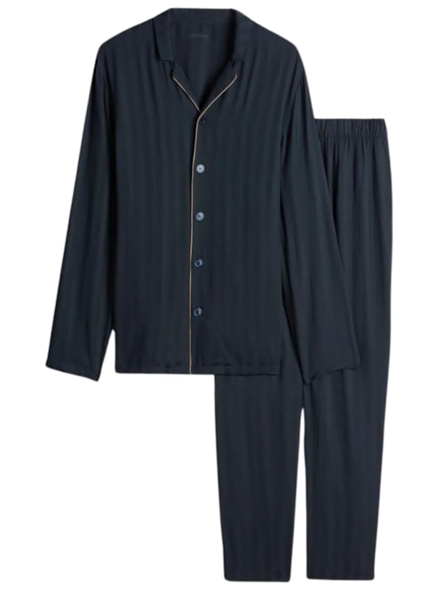 Pijama Comprido Em Modal - Azul