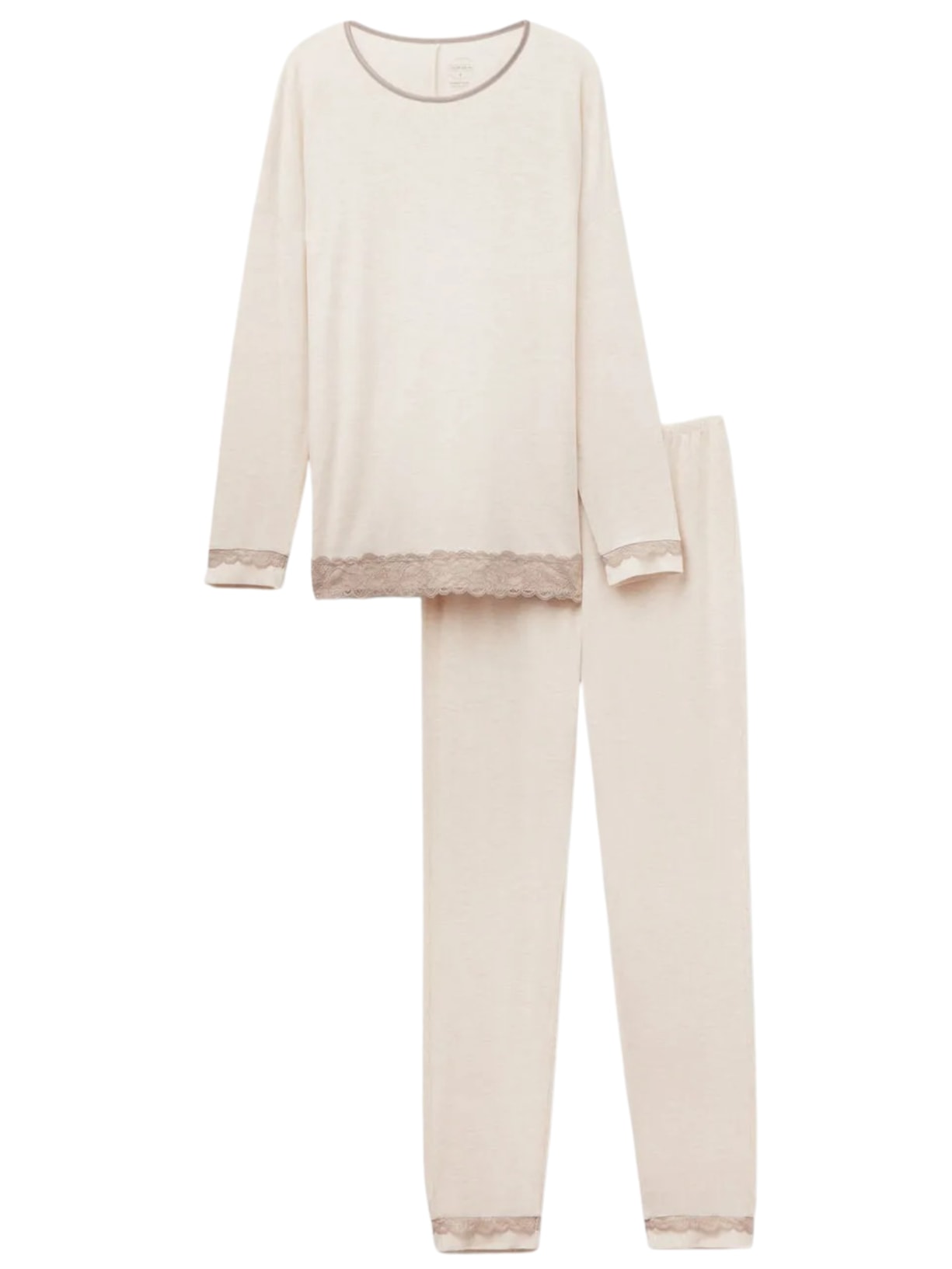 Pijama Comprido Em Modal Com Renda Off-White Intimissimi