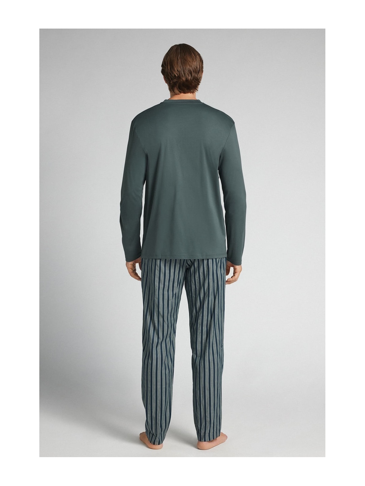 Pijama Comprido Listrado Em Algodão Premium Verde Intimissimi