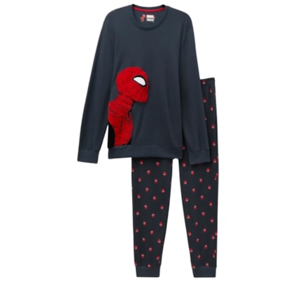 Pijama Comprido Marvel Homem-Aranha Em Algodão - Azul