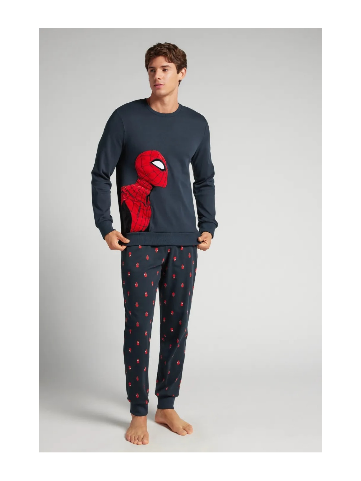 Pijama Comprido Marvel Homem-Aranha Em Algodão Azul Intimissimi