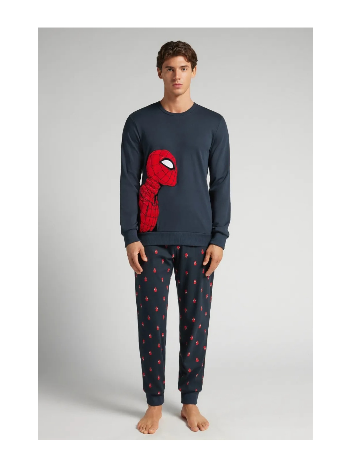 Pijama Comprido Marvel Homem-Aranha Em Algodão Azul Intimissimi