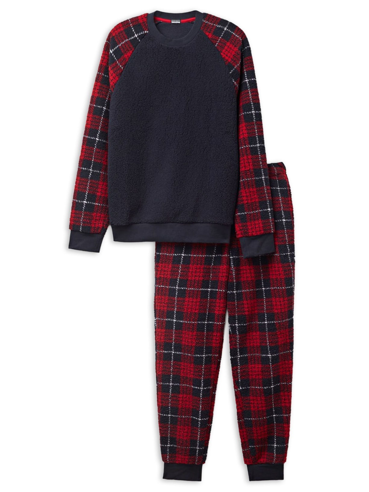 Pijama Comprido Peluciado Xadrez - Vermelho