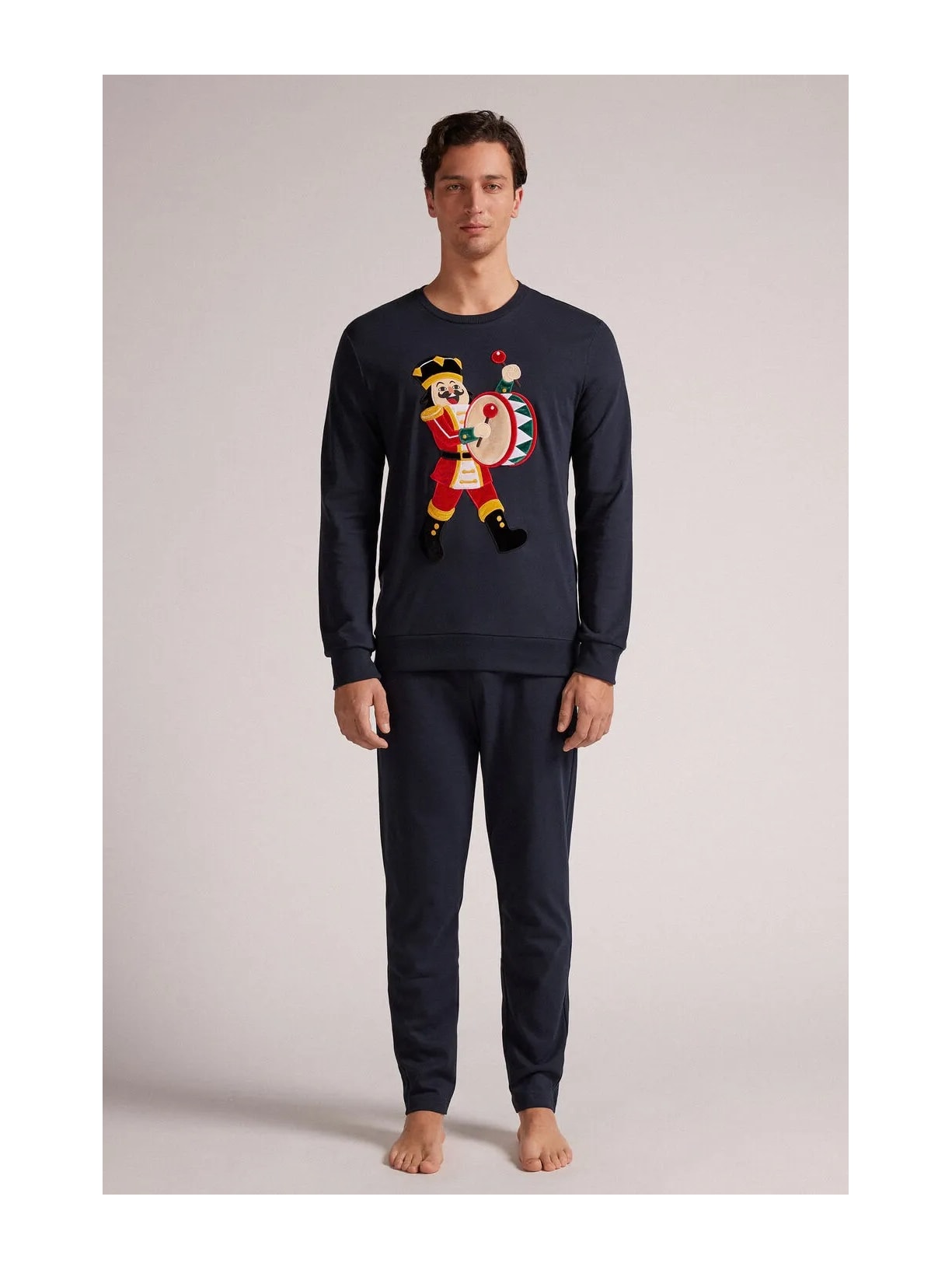 Pijama Comprido Quebra-Nozes Em Algodão Azul Intimissimi