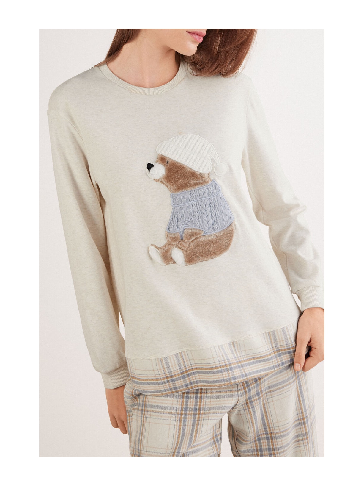 Pijama Comprido Winter Bear Em Algodão Branco Intimissimi