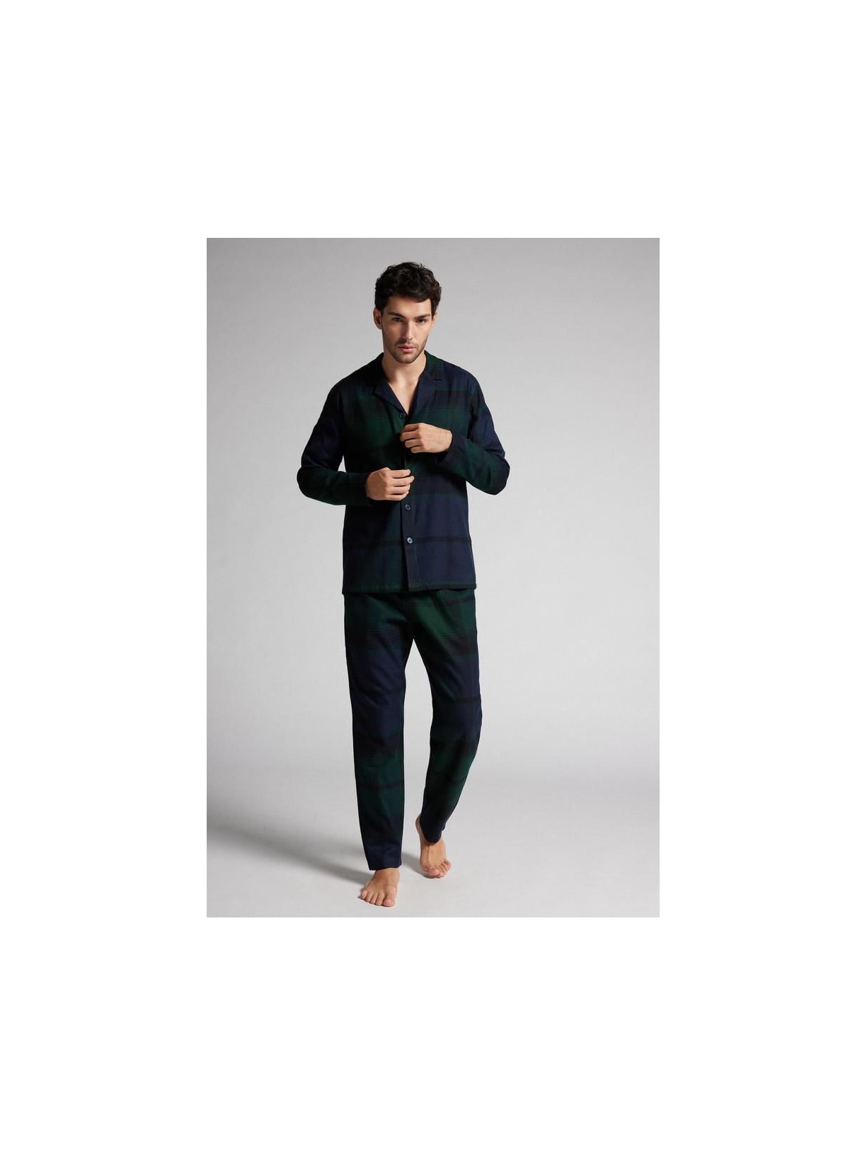 Pijama Comprido Xadrez Em Algodão Verde Intimissimi