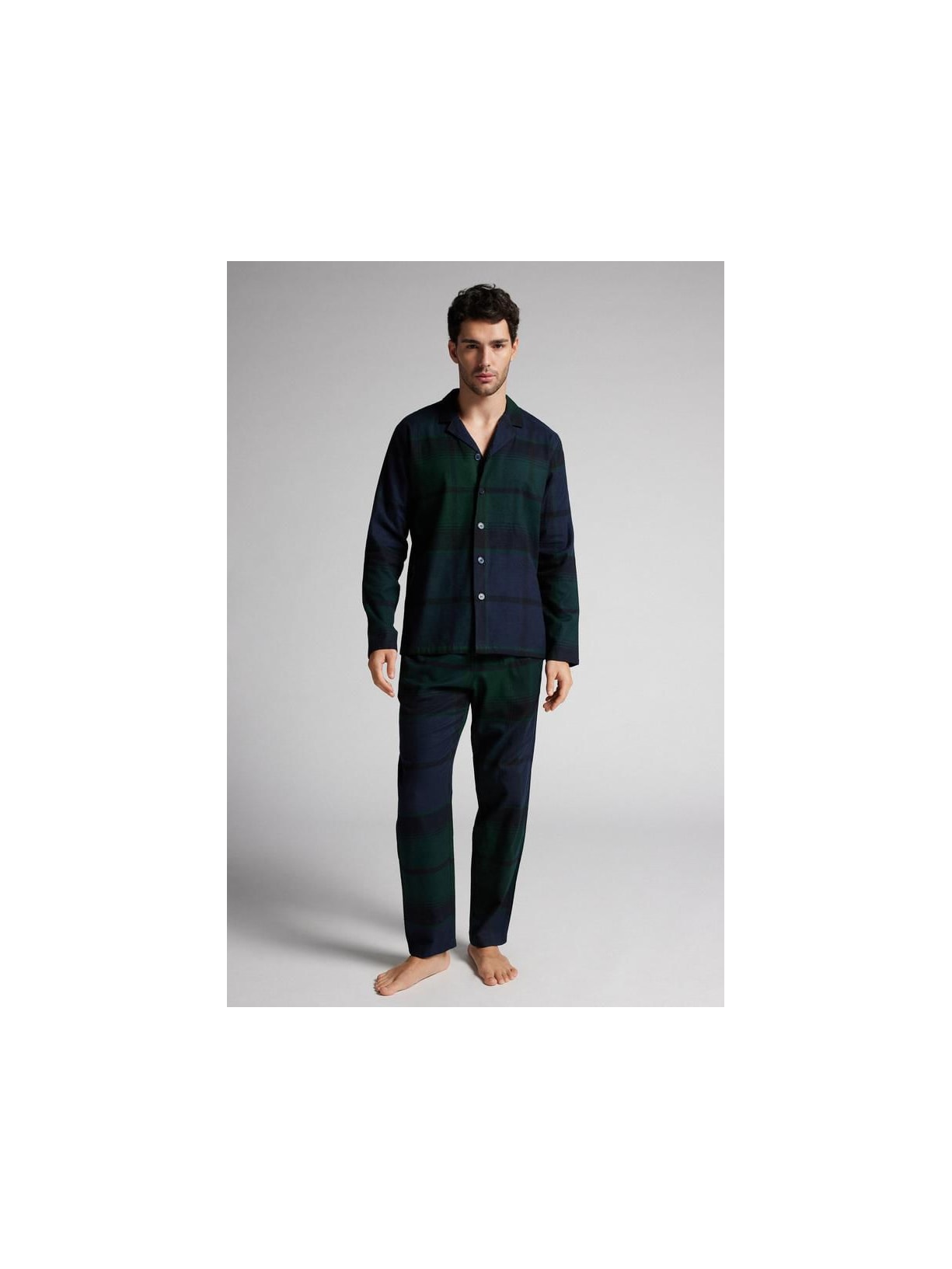 Pijama Comprido Xadrez Em Algodão Verde Intimissimi