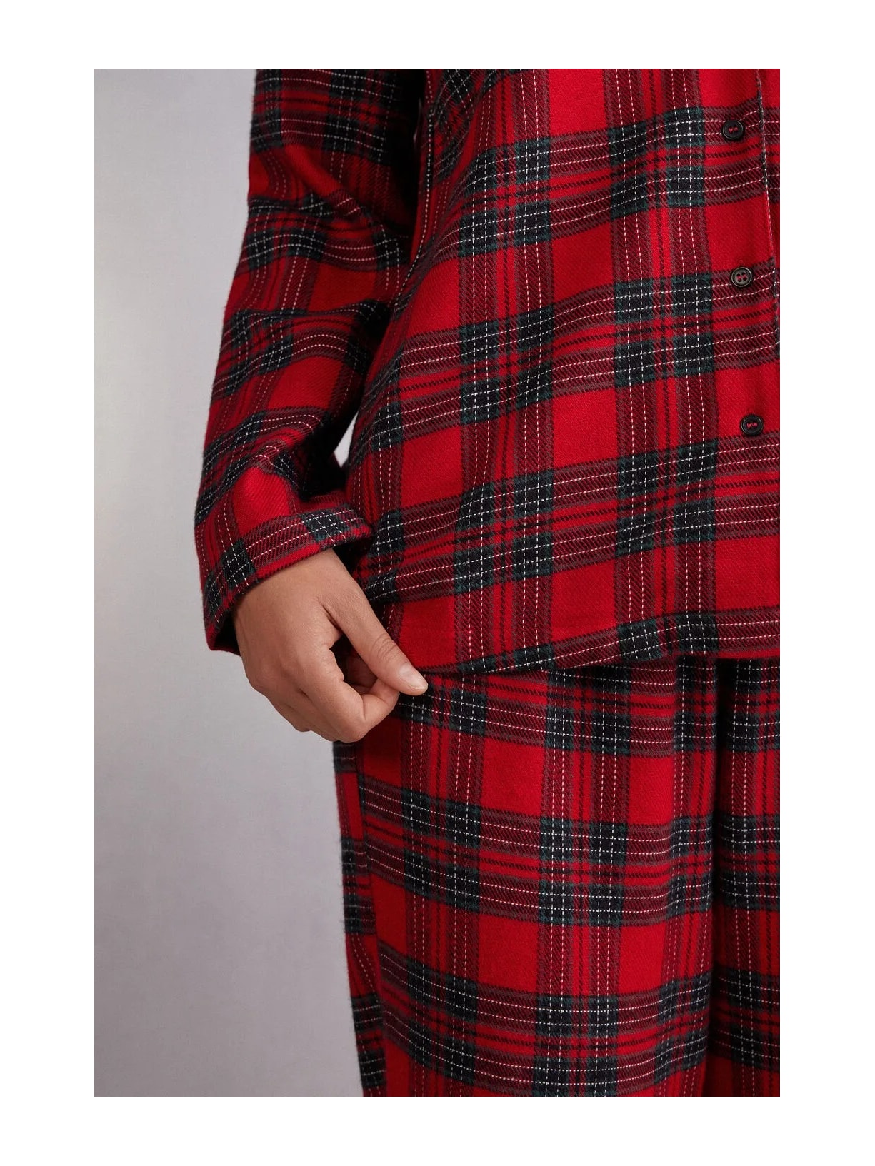 Pijama Comprido Xadrez Em Algodão Vermelho Intimissimi