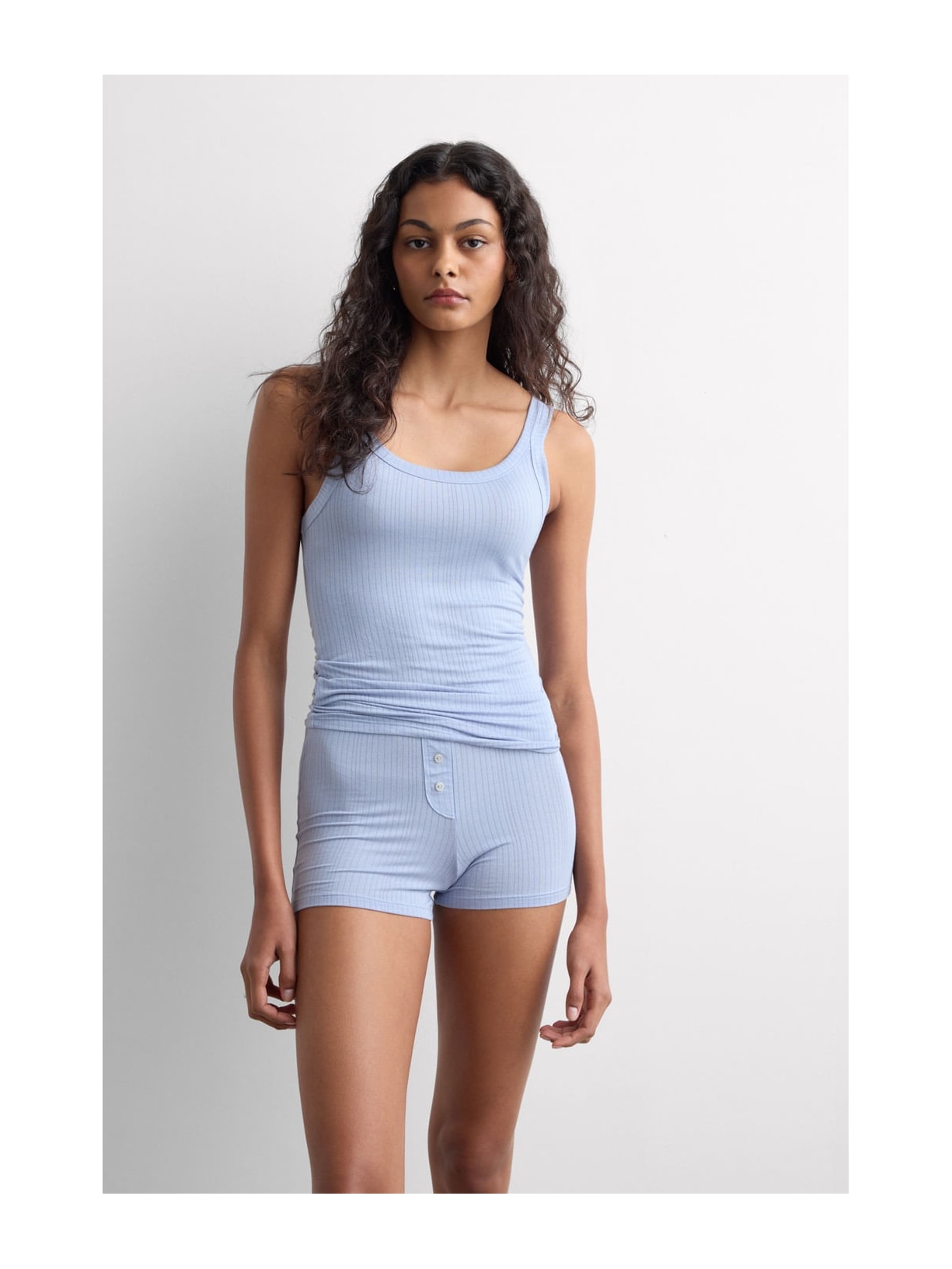 Pijama Curto Canelado Em Modal Soft Lounge Azul Intimissimi