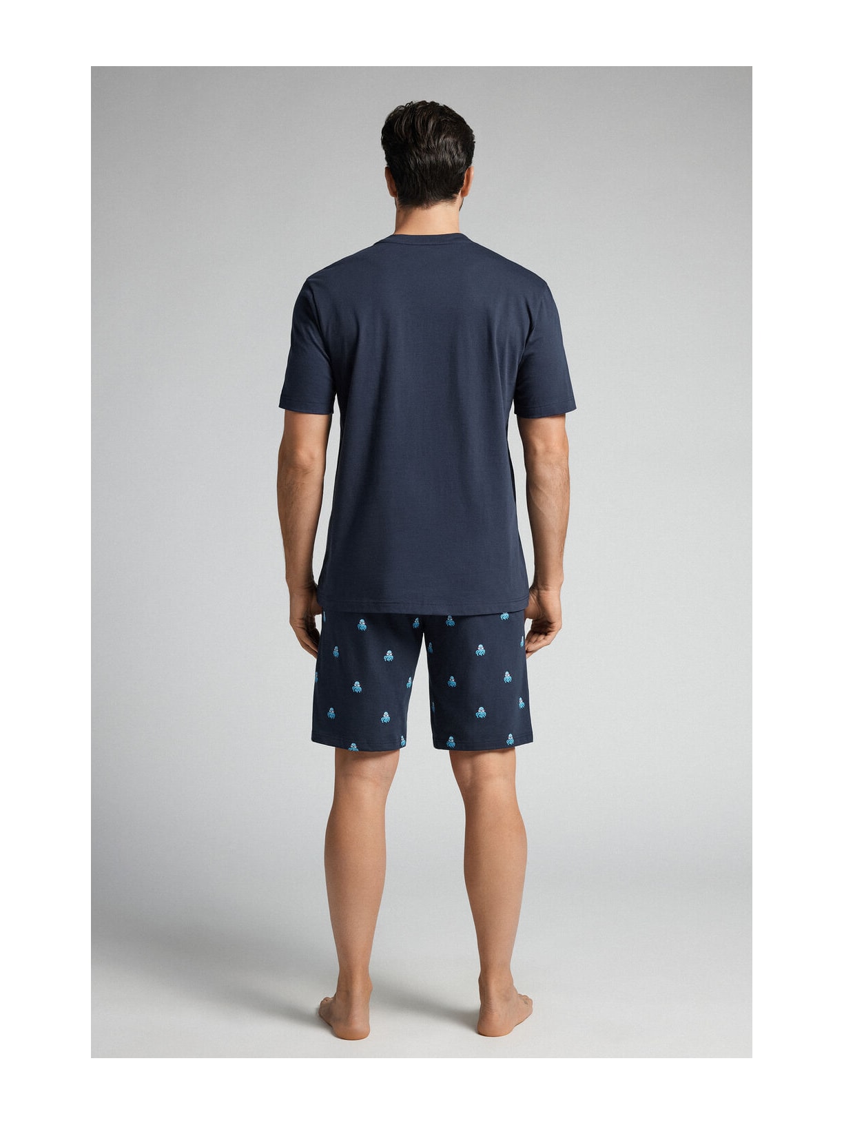 Pijama Curto Com Estampa De Polvo Em Algodão Azul Intimissimi