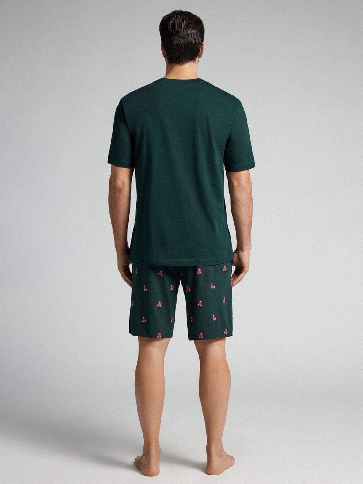 Pijama Curto Com Estampa De Scooter Em Algodão Verde Intimissimi