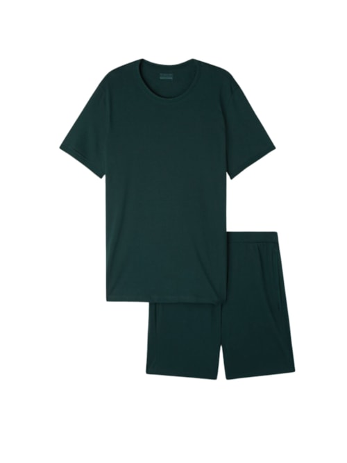 Pijama Curto De Algodão Supima Basic - Verde