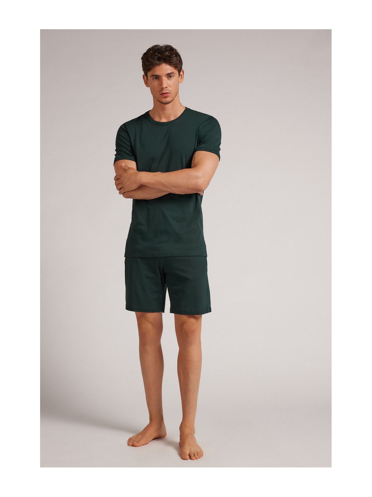 Pijama Curto De Algodão Supima Basic Verde Intimissimi
