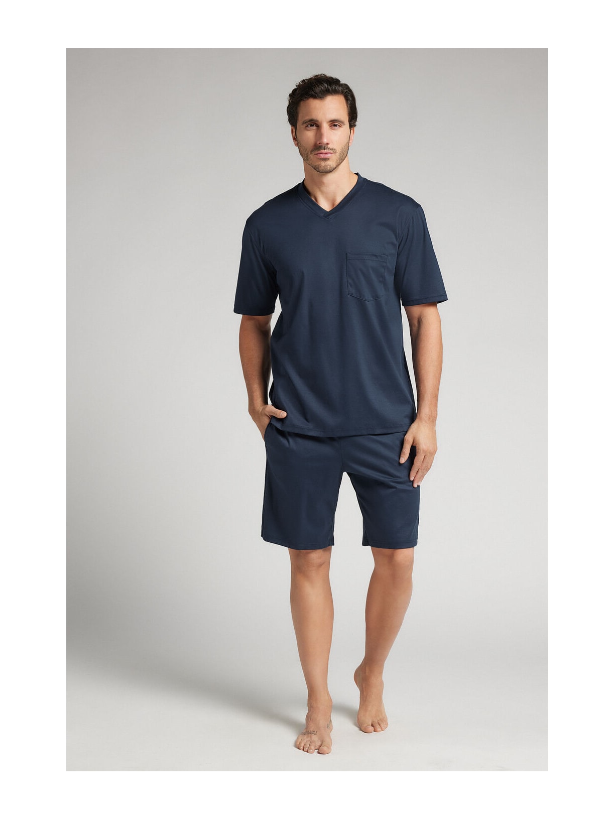 Pijama Curto Em Algodão Premium Azul Intimissimi