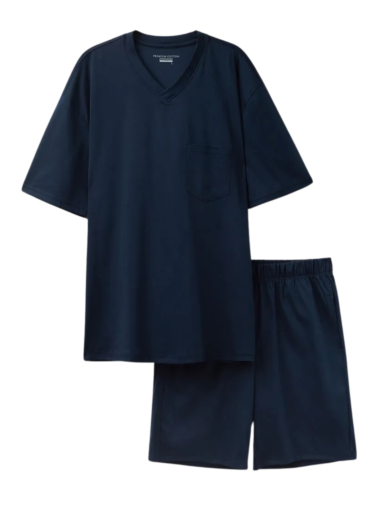 Pijama Curto Em Algodão Premium - Azul