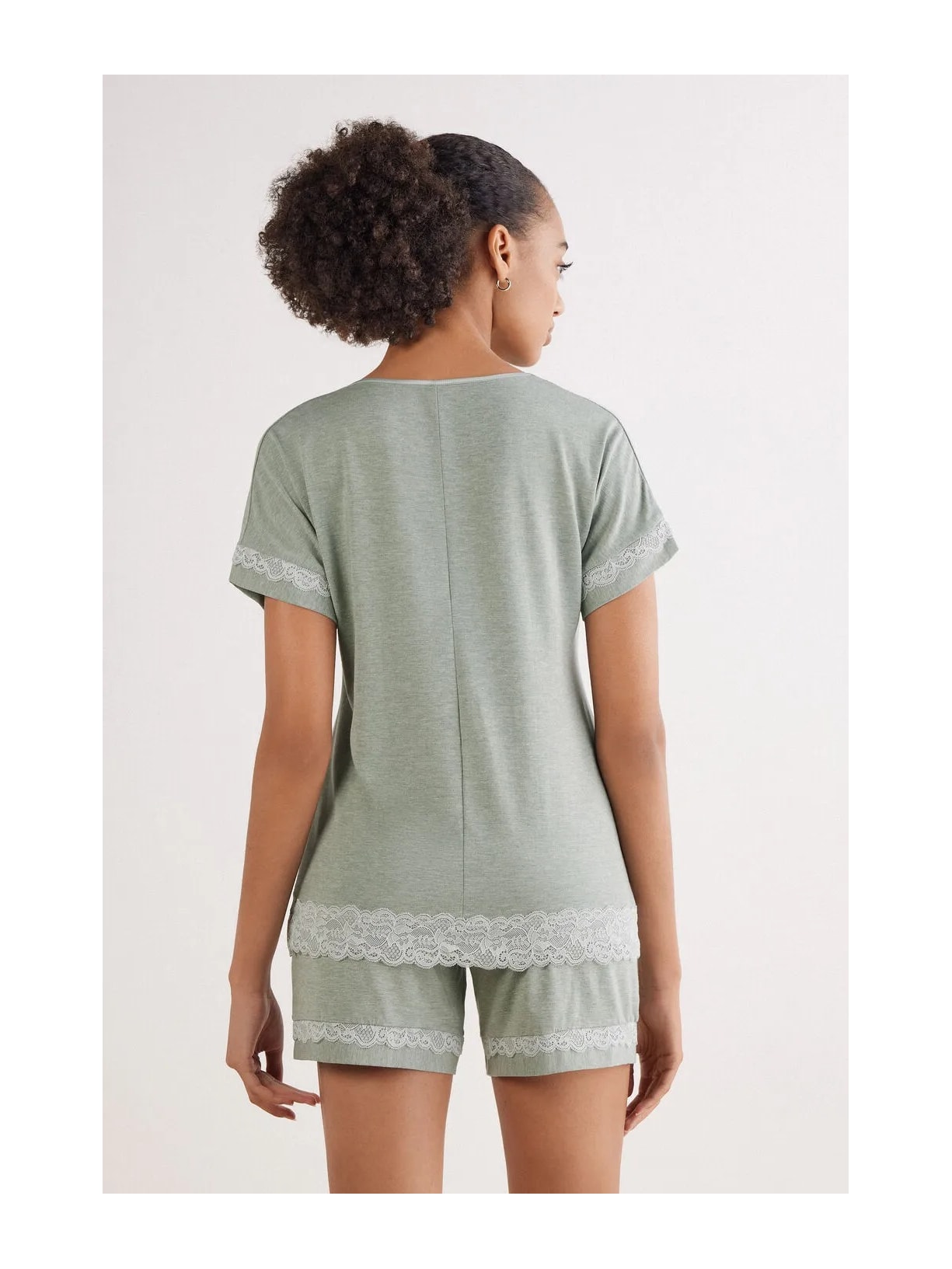 Pijama Curto Em Modal Com Renda Verde Intimissimi