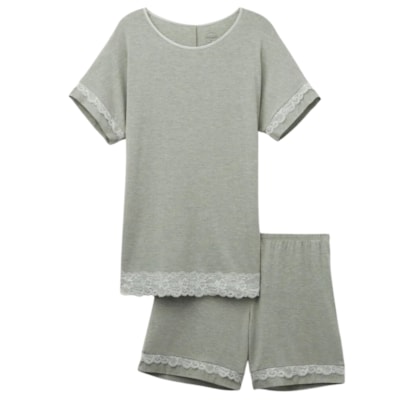 Pijama Curto Em Modal Com Renda - Verde