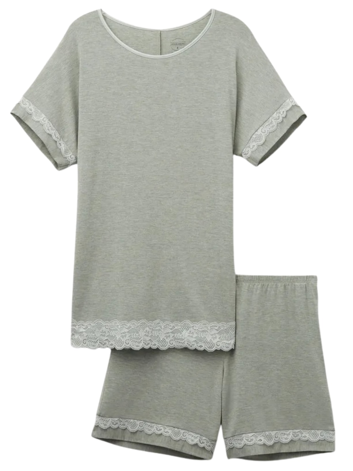 Pijama Curto Em Modal Com Renda - Verde