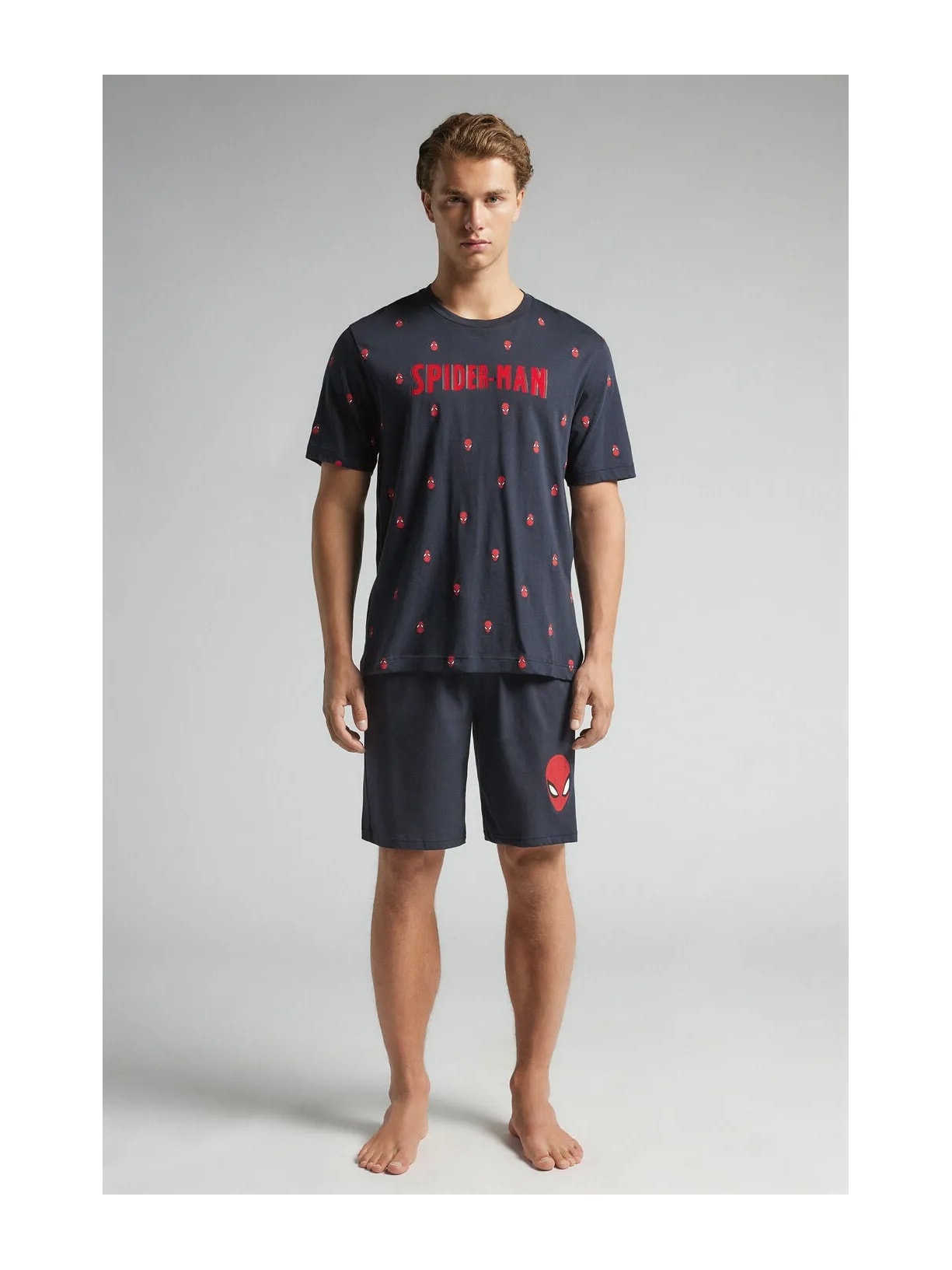 Pijama Curto Marvel Homem-Aranha Em Algodão Azul Intimissimi