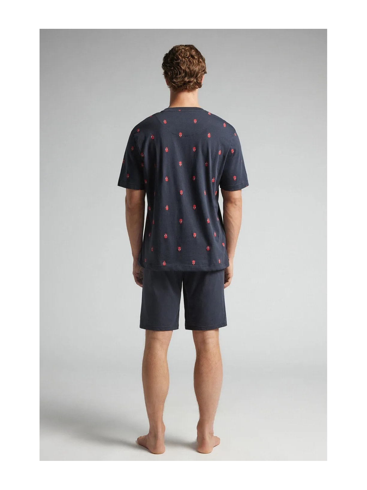 Pijama Curto Marvel Homem-Aranha Em Algodão Azul Intimissimi