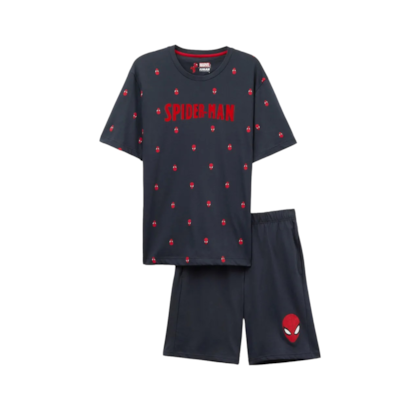 Pijama Curto Marvel Homem-Aranha Em Algodão - Azul