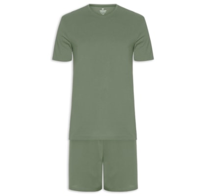 Pijama Curto Masculino Confort em algodão Pima - Verde