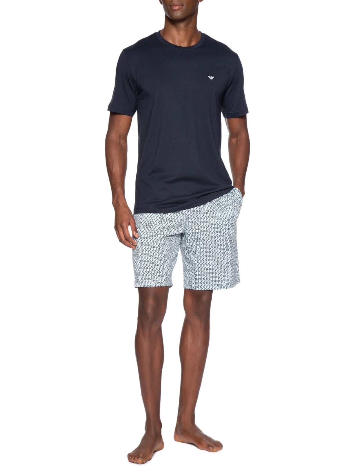Pijama Curto Masculino Nightwear Azul Emporio Armani Bodywear