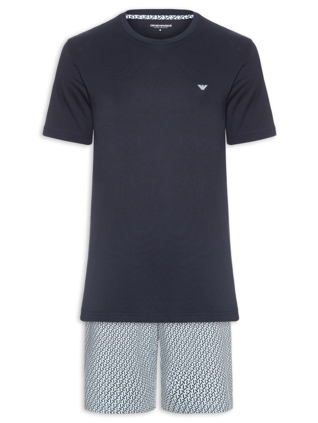 Pijama Curto Masculino Nightwear Azul Emporio Armani Bodywear