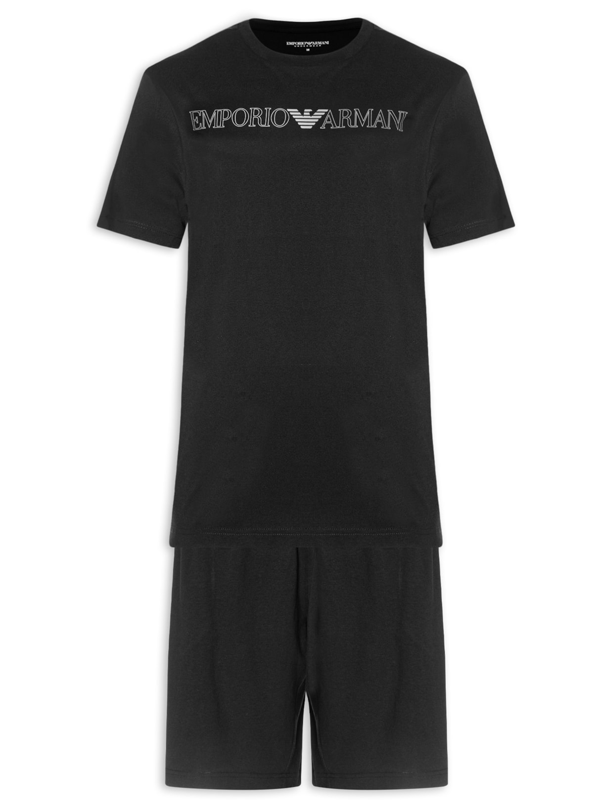 Pijama Curto Masculino Nightwear Preto Emporio Armani Bodywear