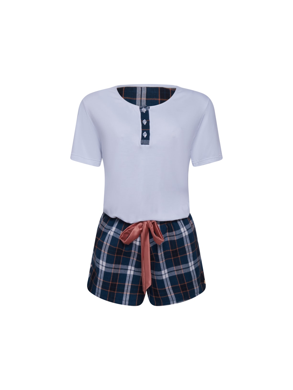 pijama curto navy chess