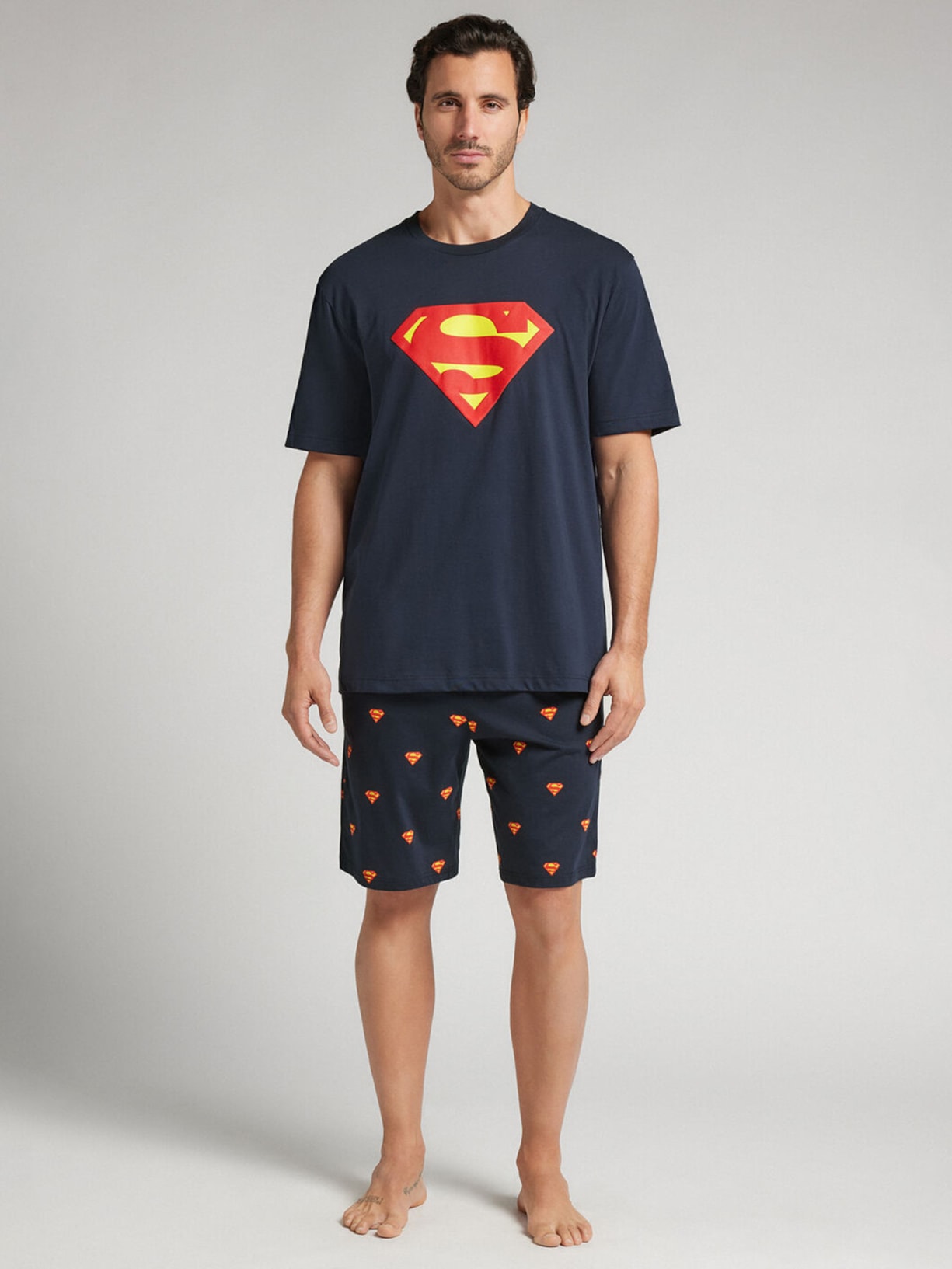 Pijama Curto Superman Em Algodão Azul Intimissimi