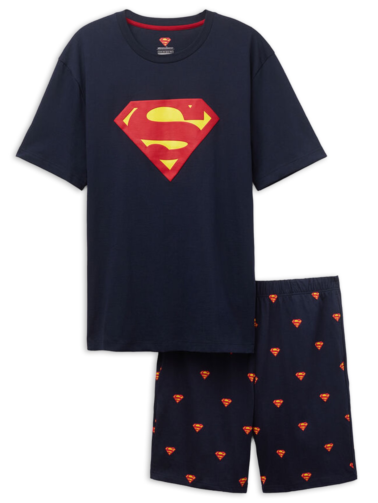 Pijama Curto Superman Em Algodão - Azul
