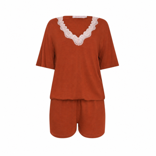 Pijama Curto Sweet Cinnamon - Marrom