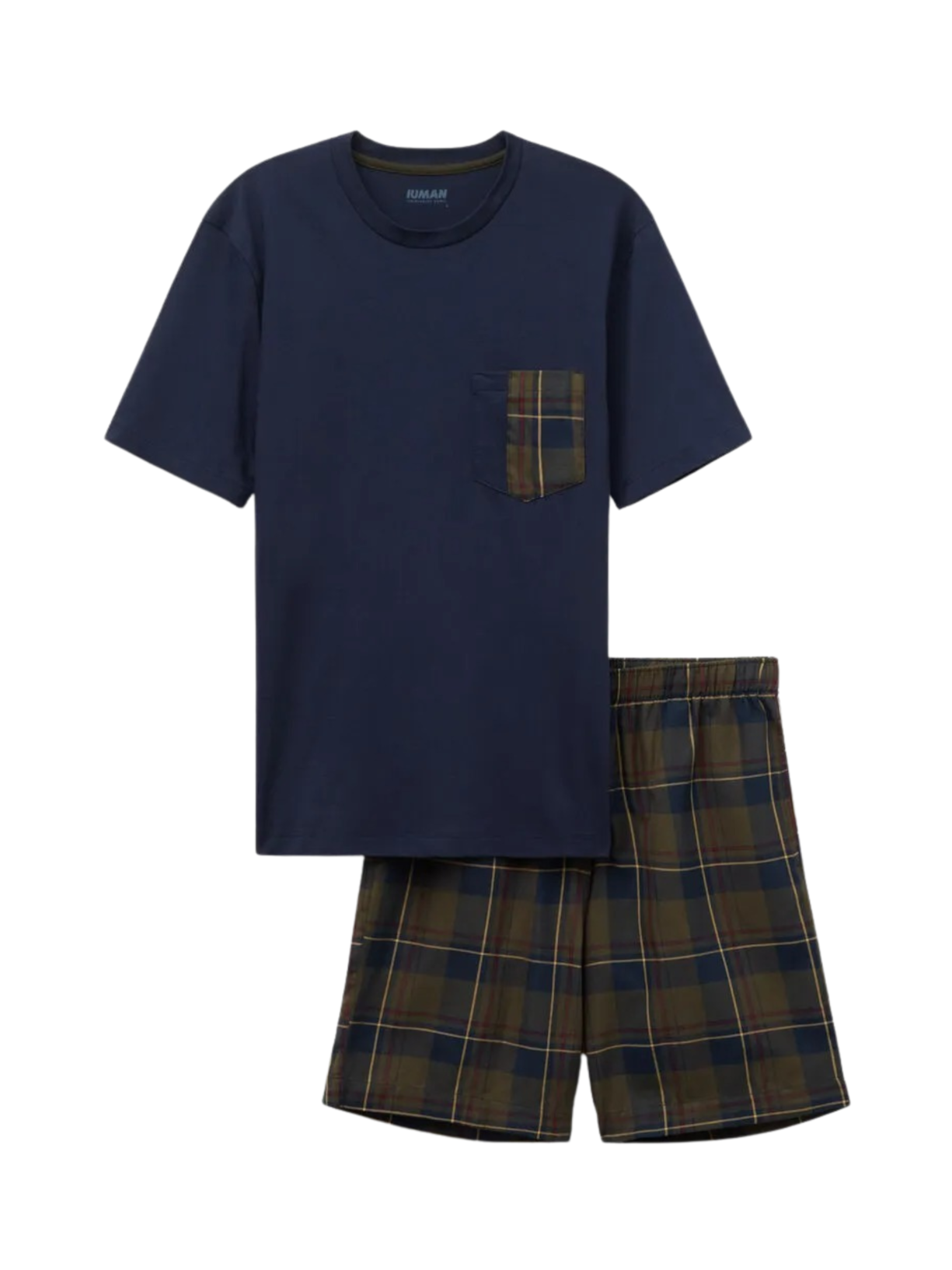 Pijama Curto Xadrez Em Algodão Azul Intimissimi