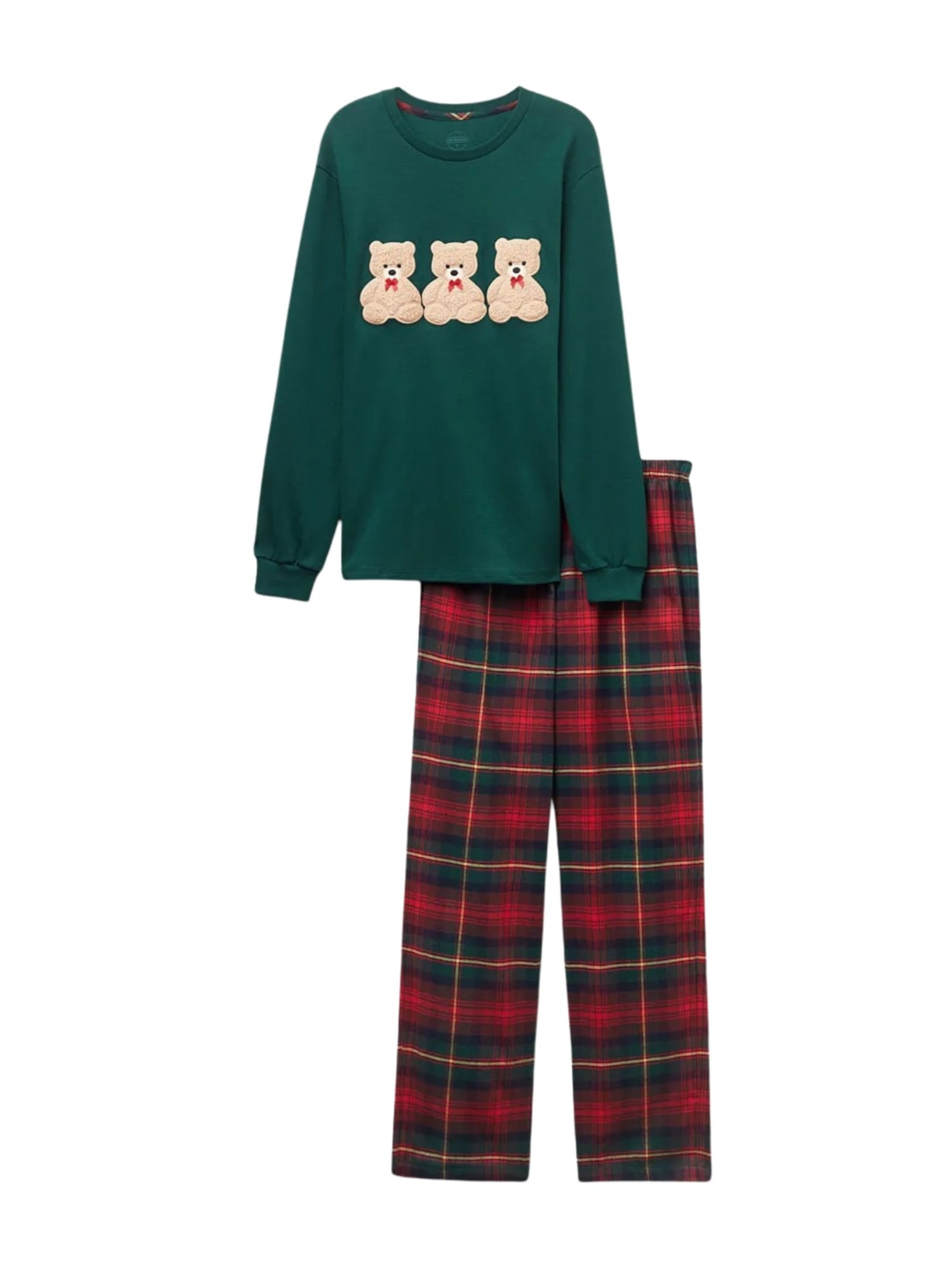 Pijama Em Algodão Três Ursinhos - Verde