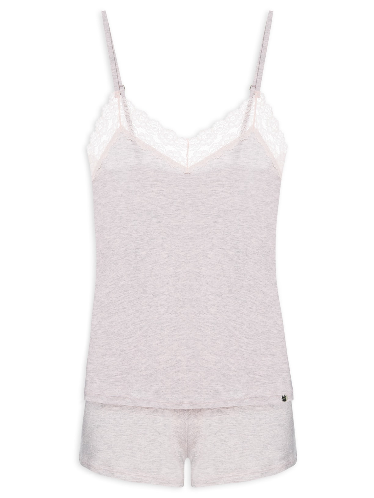 Pijama Feminino Alcinha Com Renda - Rosa