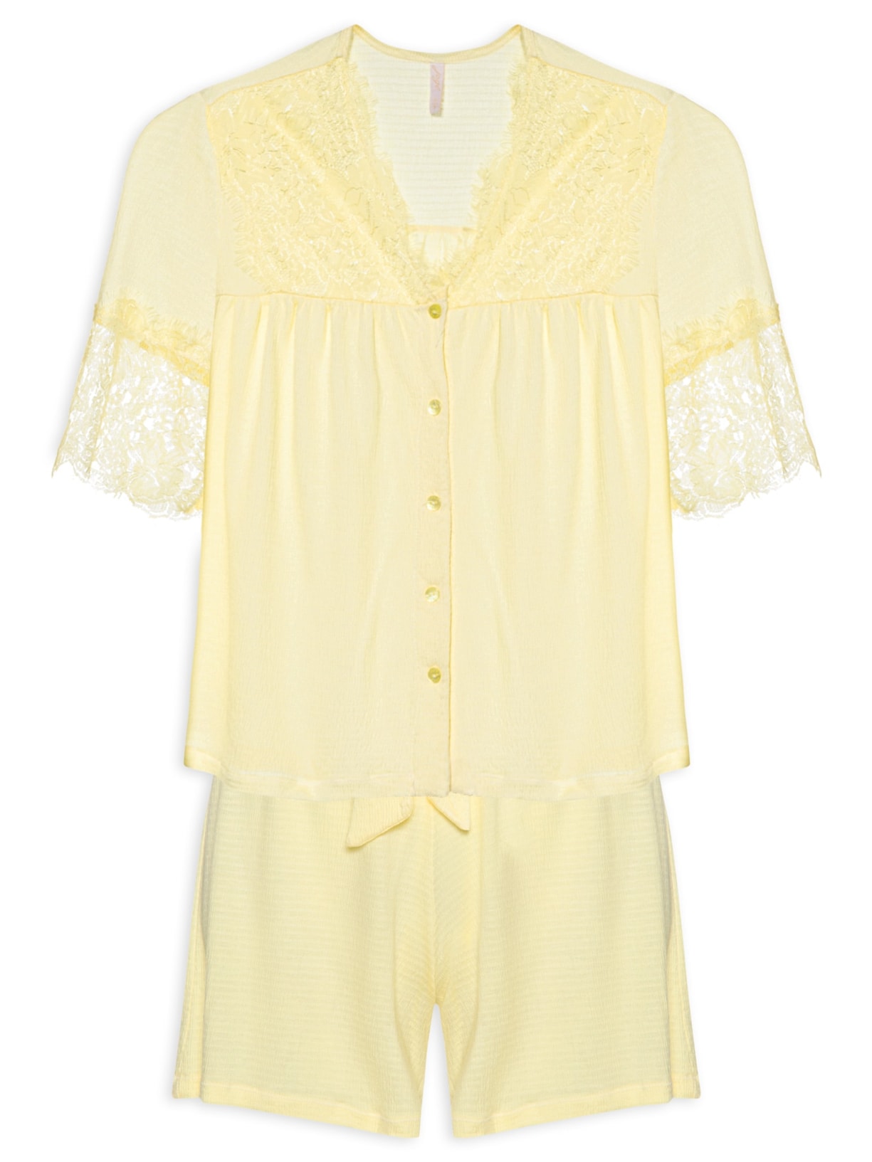 Pijama Feminino Curto Anarruga Bahia - Amarelo