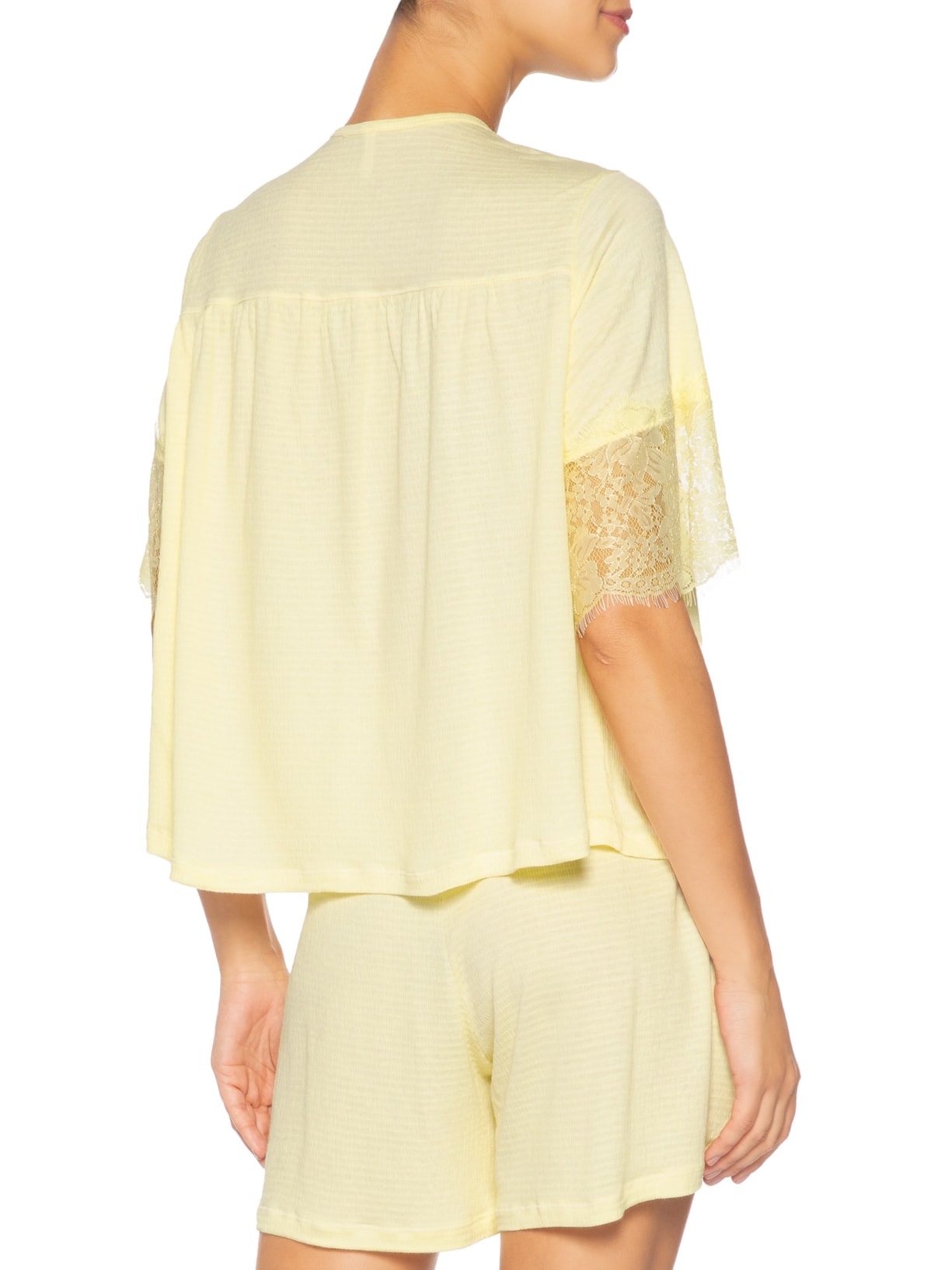 Pijama Feminino Curto Anarruga Bahia Amarelo Jogê