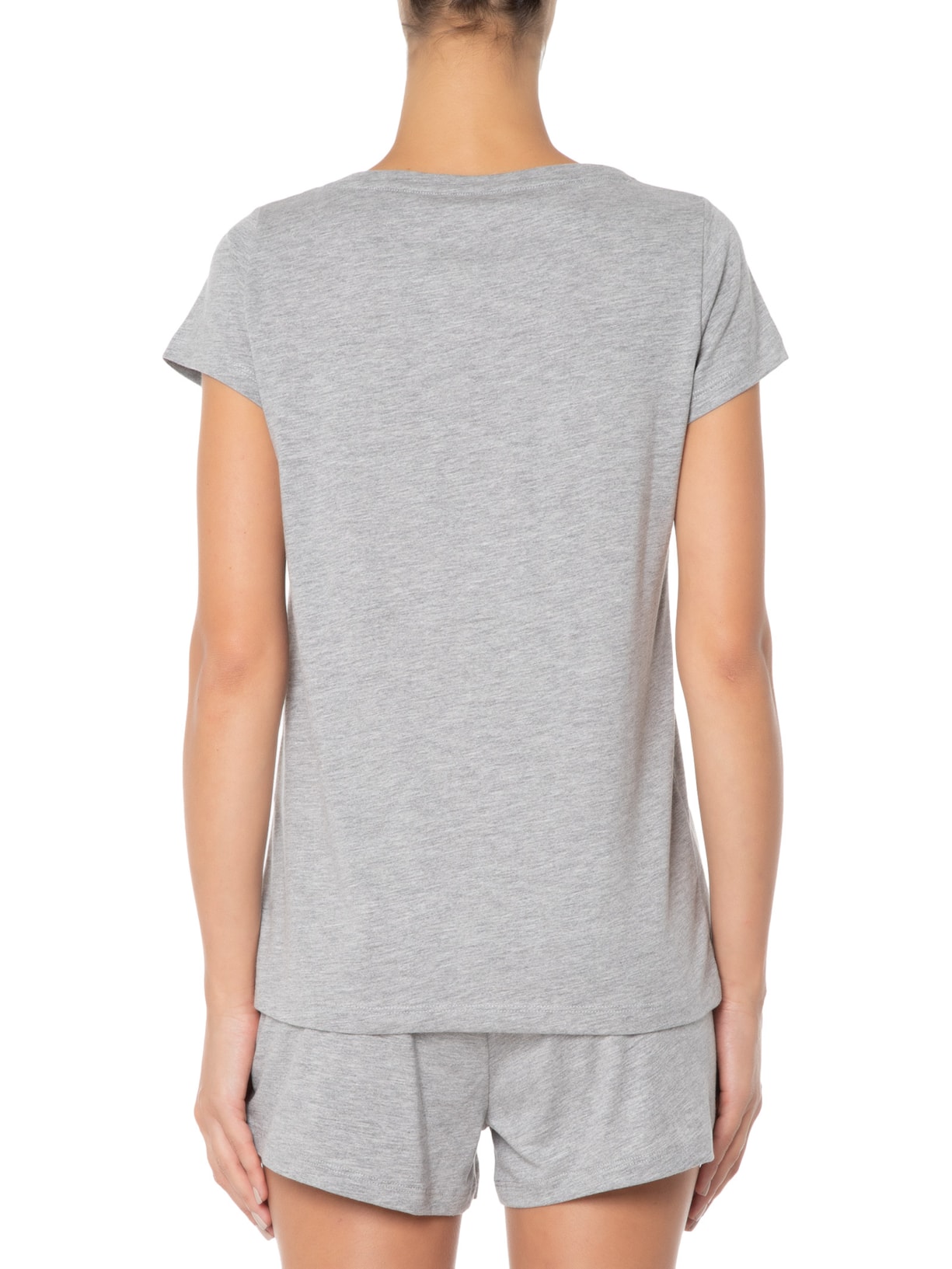 Pijama Feminino Curto De Algodão Pima Cinza '2Essential