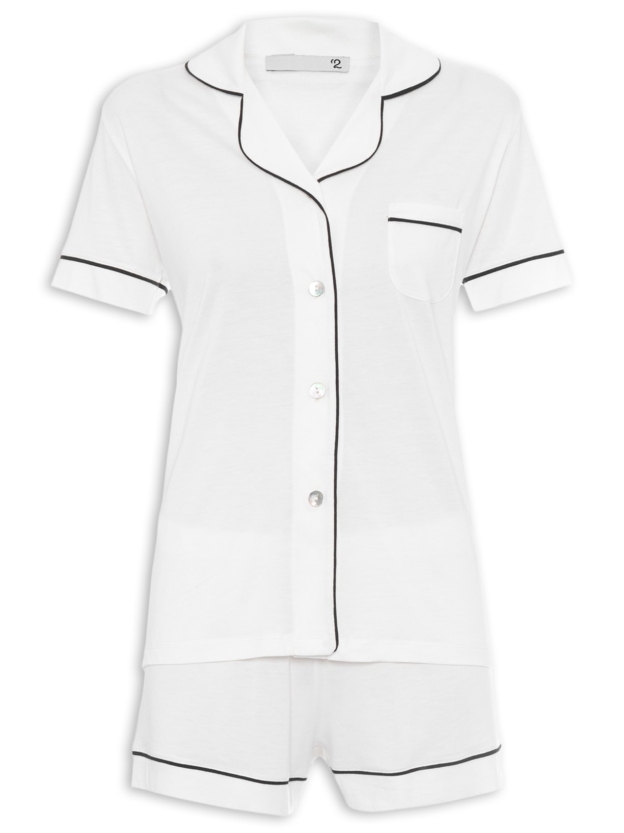 Pijama Feminino Curto De Algodão Pima - Off White