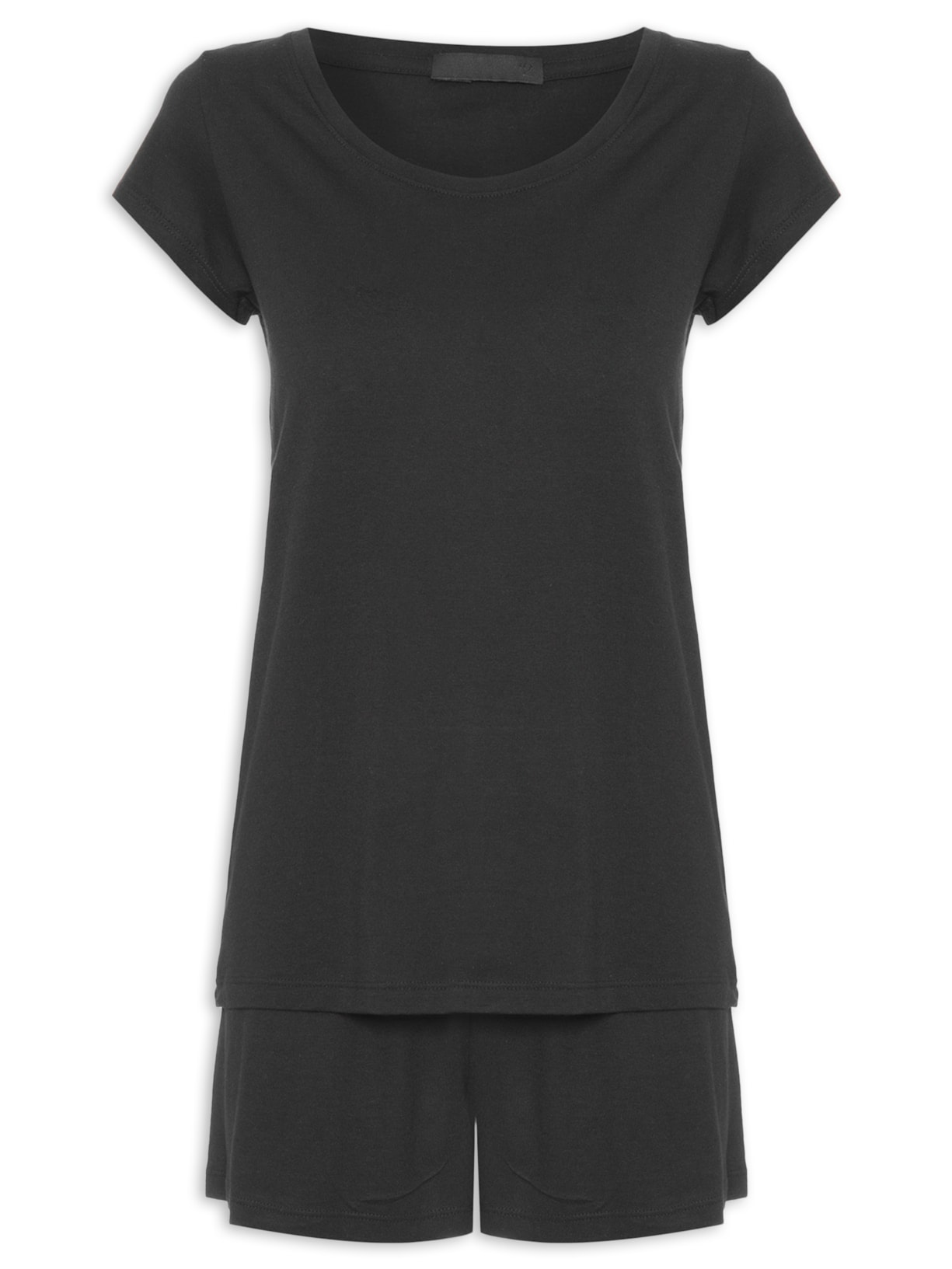 Pijama Feminino Curto De Algodão Pima - Preto